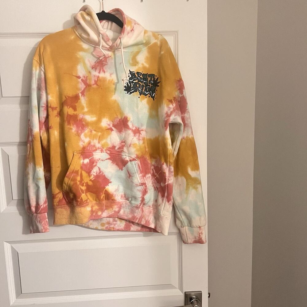 Best Buds Tie Dye Hoodie Medium Festival Streetwear Graphic Pullover